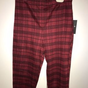 Red Plaid F21 Leggings